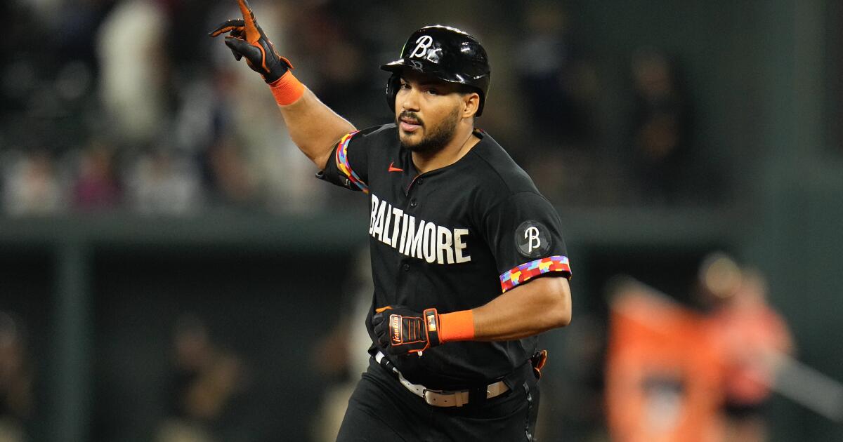 Adam Frazier of the Baltimore Orioles rounds the bases after