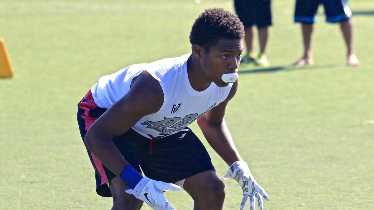 Cornerback Thomas Graham participates in a summer seven-on-seven passing tournament at Orange Coast College.