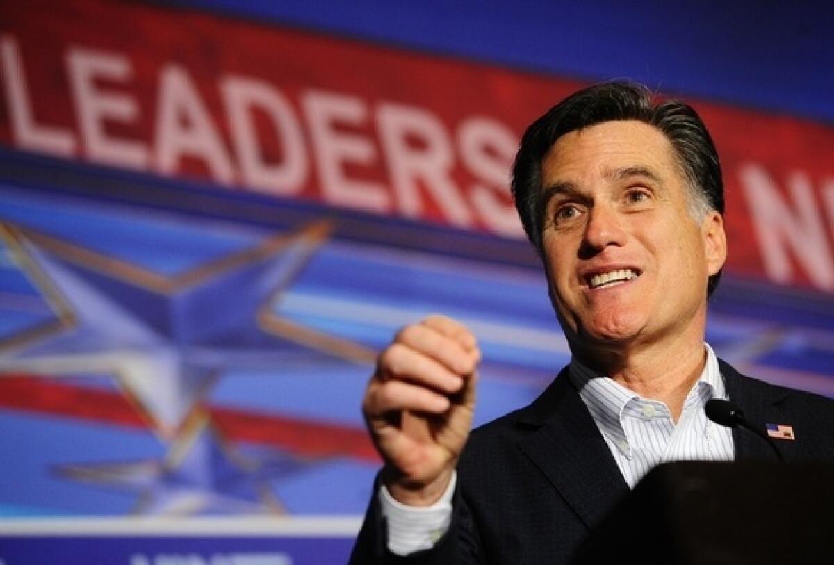 Mitt Romney addresses a speech to the Hispanic Leadership Network at Doral Golf Resort in Miami, Fla., Jan. 27, 2012.