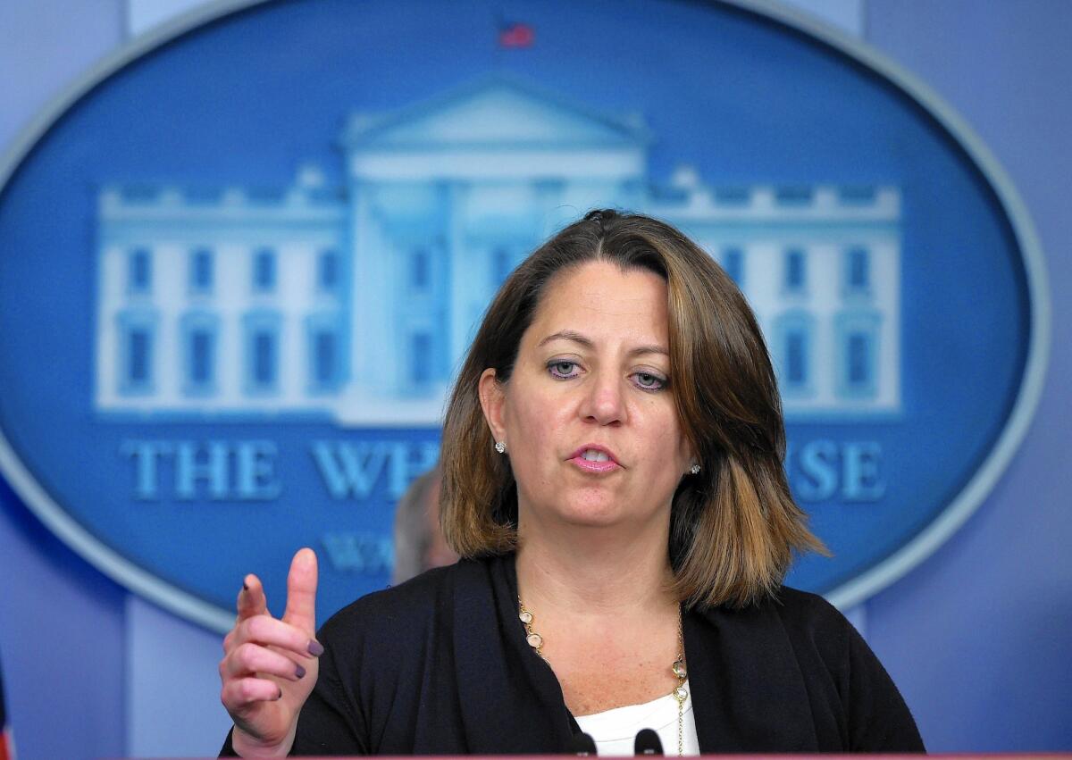 “We need to develop the same muscle memory in the government response to cyberthreats as we have for terrorist incidents,” says Lisa Monaco, White House advisor for homeland security and counterterrorism. Above, Monaco speaks during a White House briefing last year.