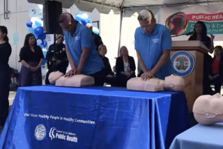 A demonstration of hands-only CPR.