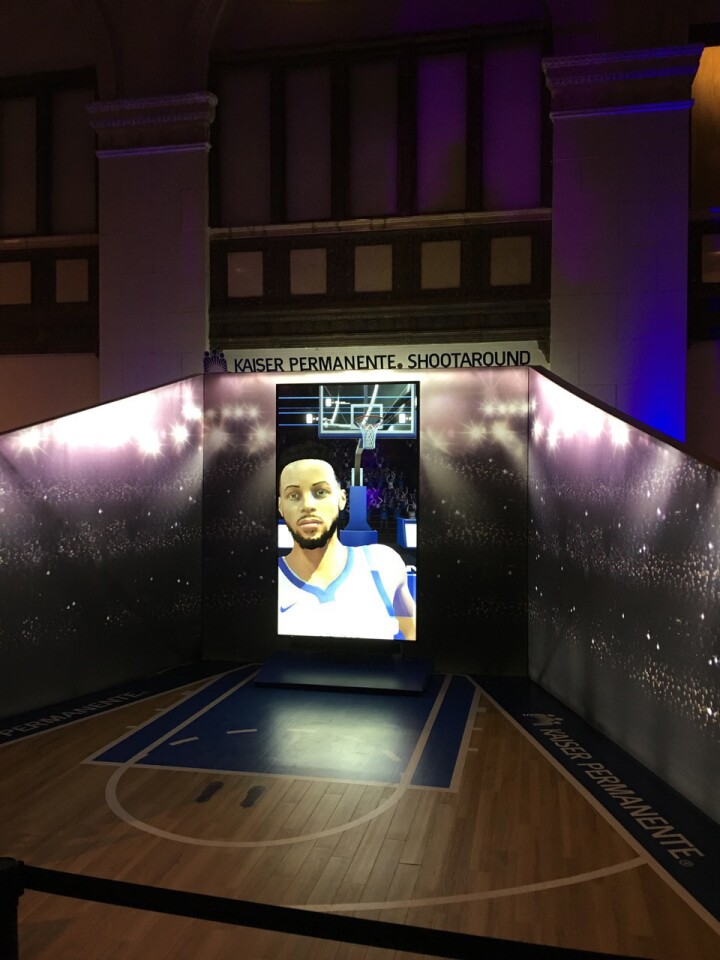 A split screen video will show fans beside a life-sized simulation of Stephen Curry on-court and will be recorded as they go through the experience. A complete video highlighting the fan's warm-up skills will be emailed to the fan after.