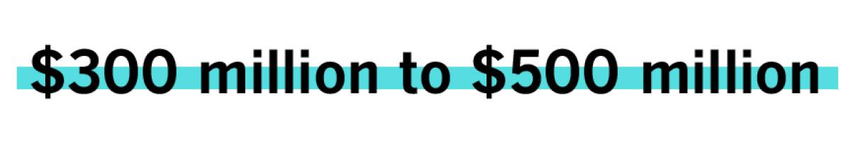 three hundred million dollars to five hundred million dollars