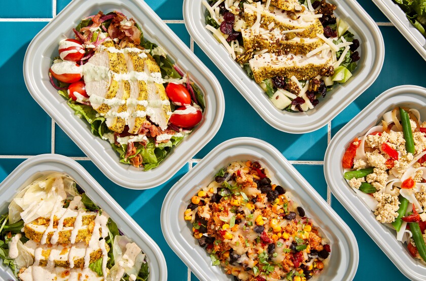 A selectiono of Everytable's healthy, fresh-prepared packaged meals 