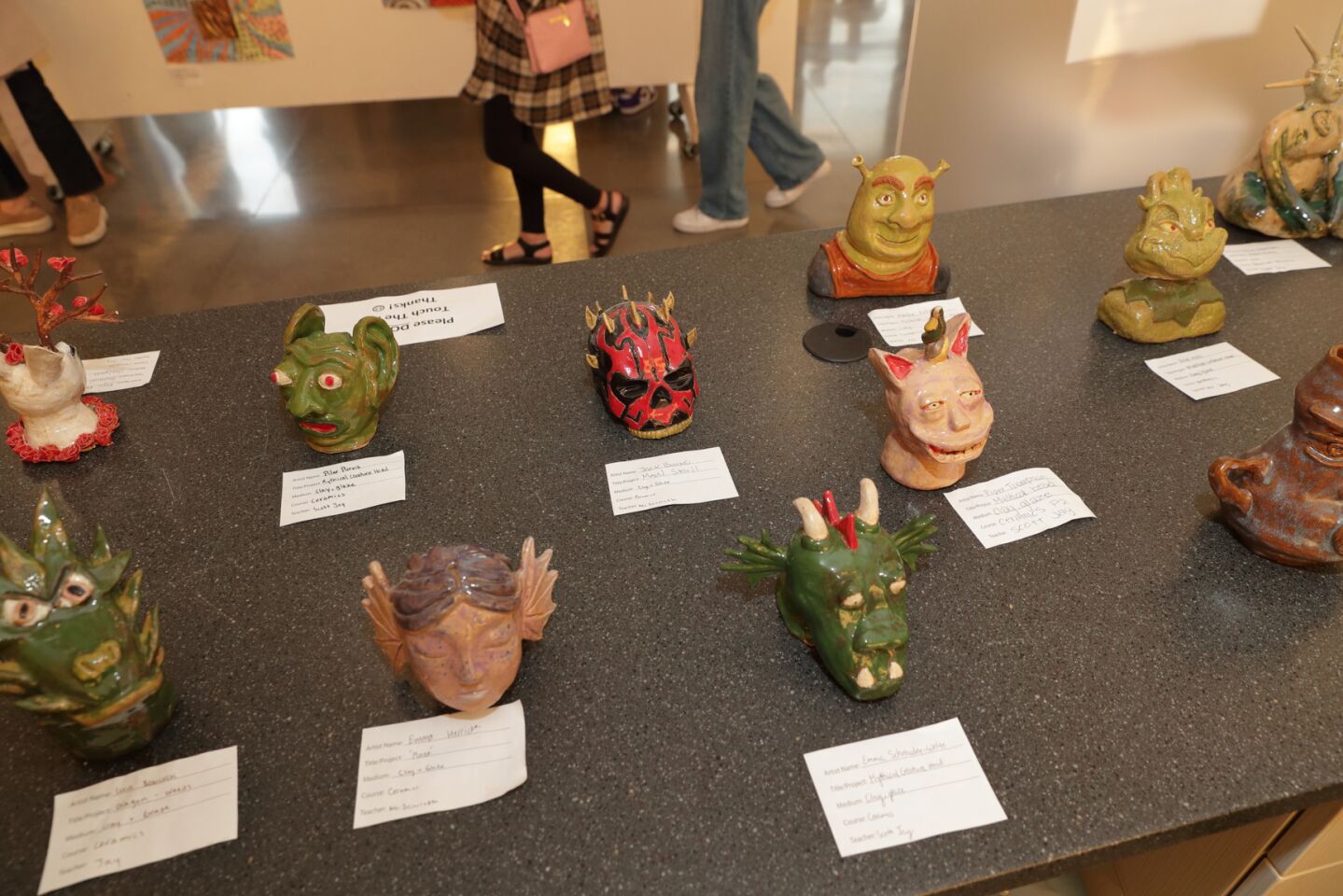 Mythical creatures created by students in the Ceramics class