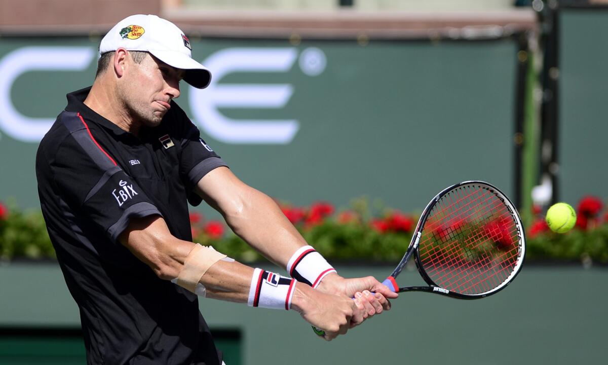 John Isner defeated Adrian Mannarino of France, 6-4, 7-6 (4) during their third round match at the BNP Paribas Open on March 15 in Indian Wells.