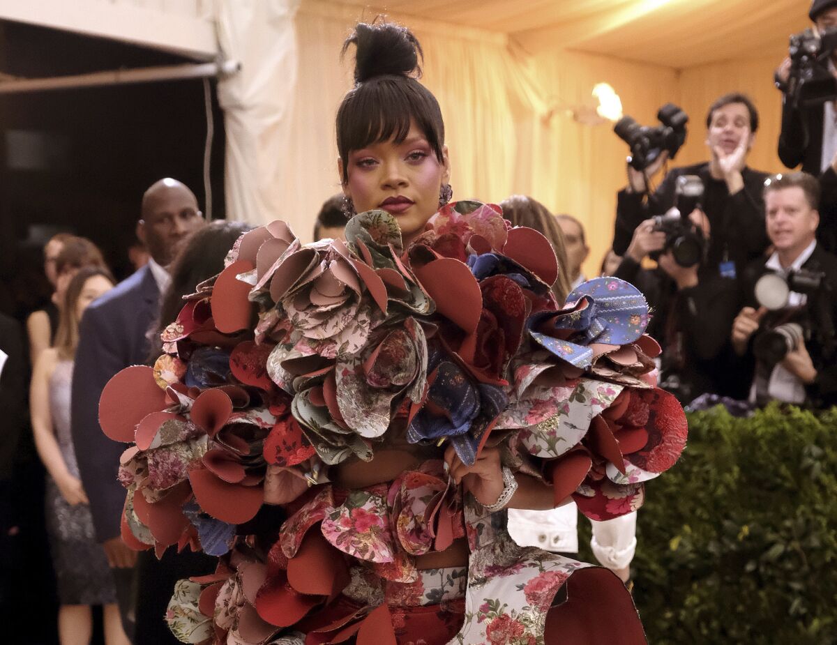 Rihanna made a memorable entrance at the Metropolitan Museum of Art's Costume Institute benefit gala on May 1.