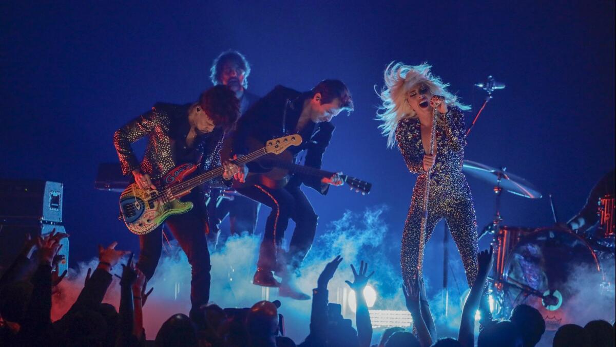 Lady Gaga performs "Shallow" onstage at the 61st Grammy Awards.