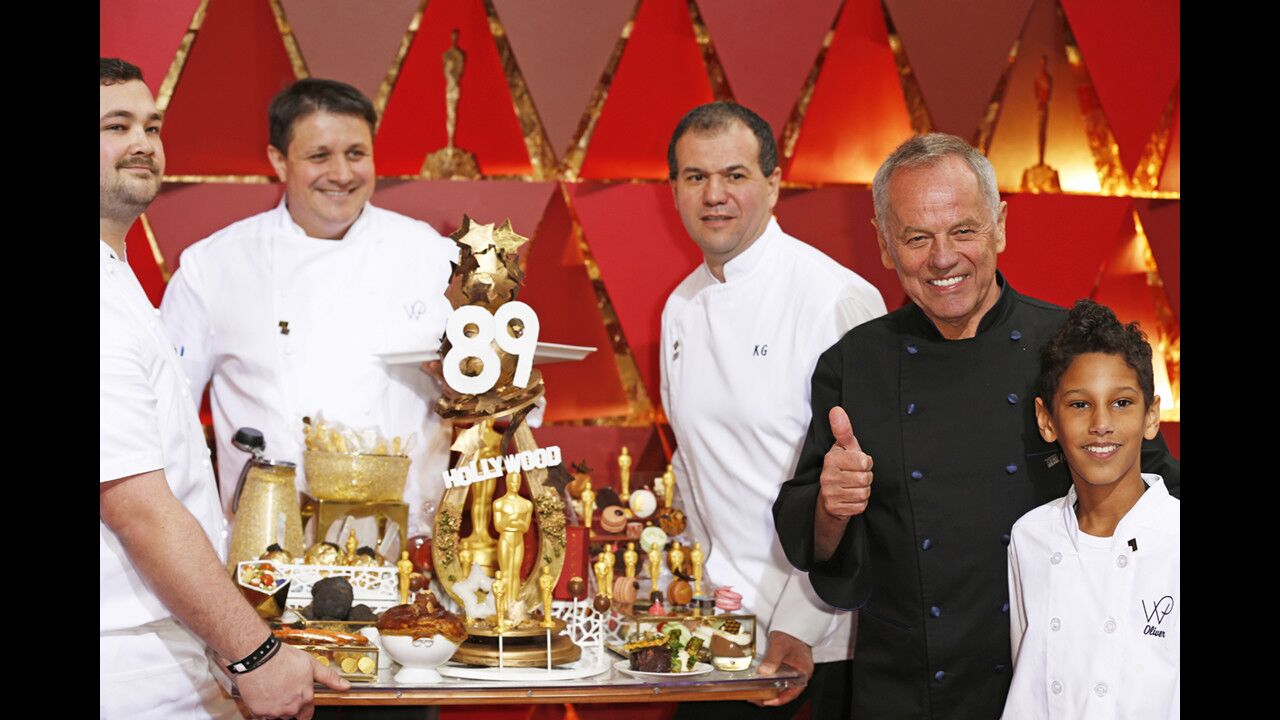 Chef Wolfgang Puck presents Oscars cuisine during the arrivals at the 89th Academy Awards.
