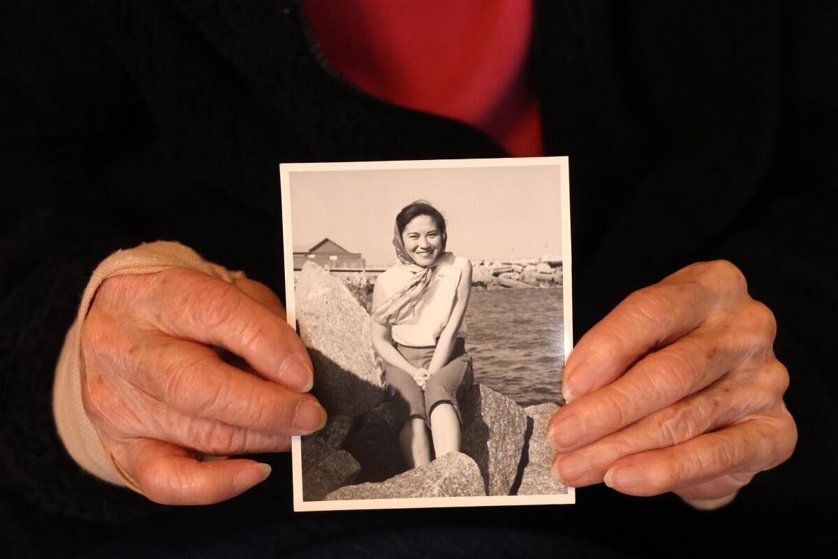 Reiko Kobata, 100, has a picture of herself at her 29-year-old at her home in Gardena.