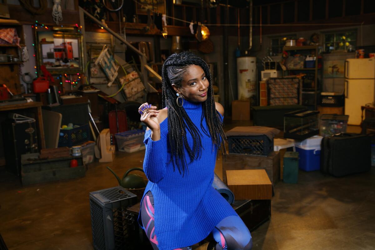 Actress Tiffany Haddish is photographed on the set of the NBC sitcom, "The Carmichael Show."