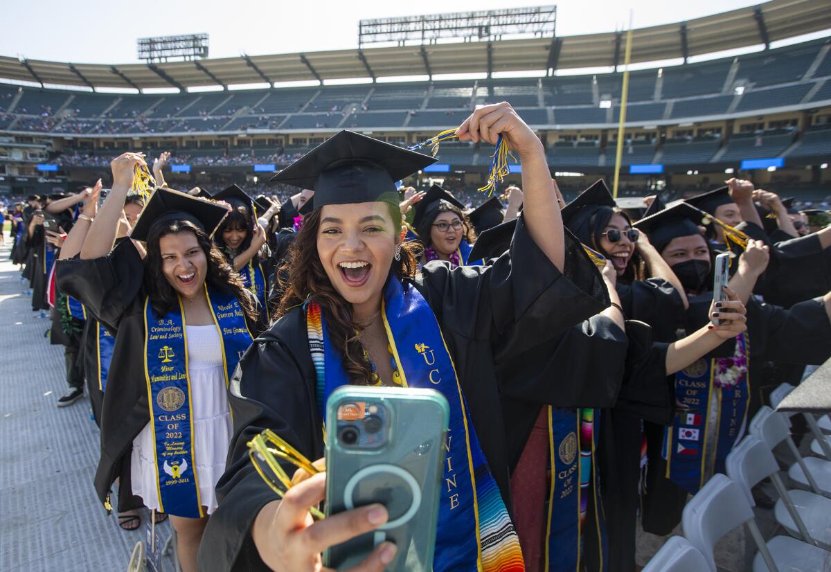 UC Irvine sends off its graduates at Angels Stadium Los Angeles Times