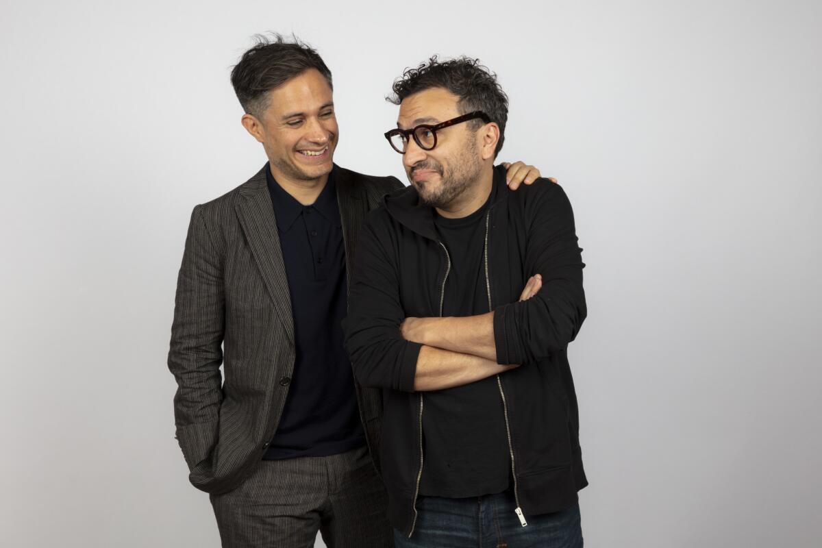 Gael Garcia Bernal, left, and director Alonso Ruizpalacios from the film "Museo," photographed in the L.A. Times Photo and Video Studio at the 2018 Toronto International Film Festival.