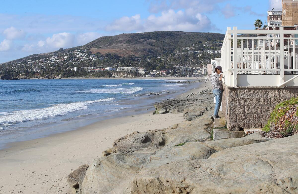 The beaches looking north from Brooks Street are empty after a reported sewage spill.