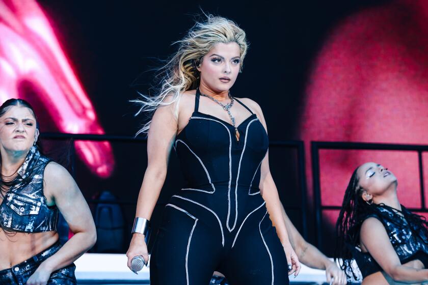 Indio, CA - April 14: Bebe Rexha performs at the Coachella Valley Music and Arts Festival on Sunday, April 14, 2024 in Indio, CA. (Dania Maxwell / Los Angeles Times)