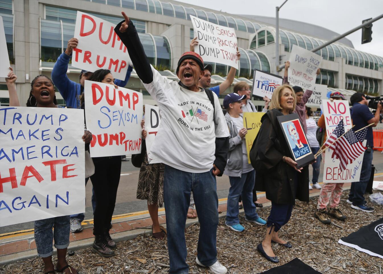 Protest outside Trump rally in San Diego