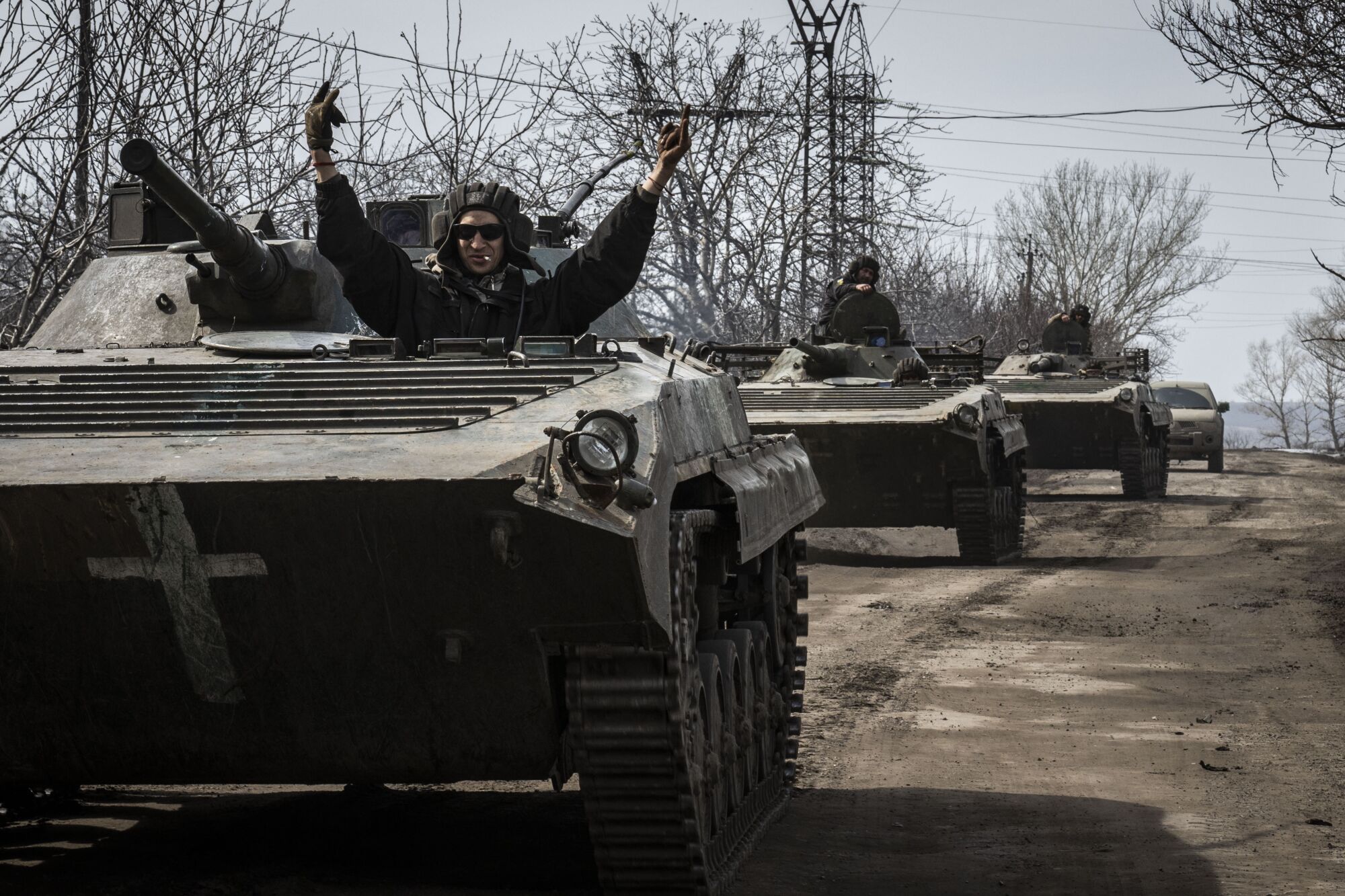 Ukrainische Soldaten in Panzern