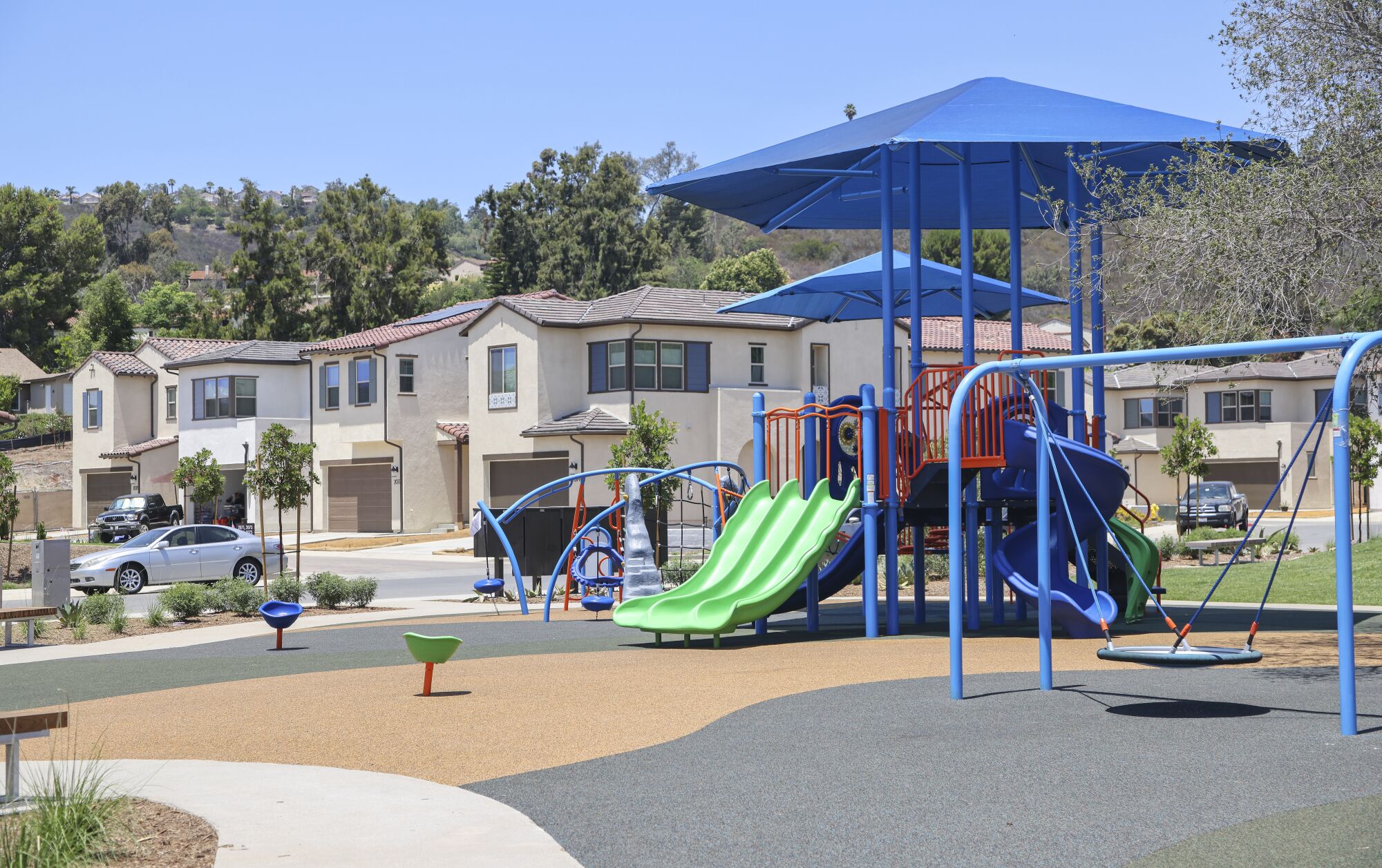 These are play structures at Siesta Park at the Canopy Grove housing development on Tuesday, July 20, 2021 in Escondido, CA. 