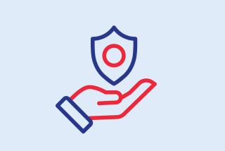 illustration of a supportive hand holding up a police badge