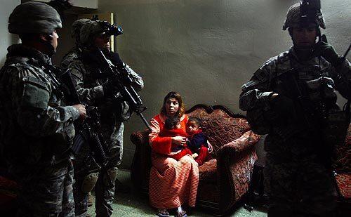 In Iraq, the search for insurgents sometimes takes U.S. troops into homes. Soldiers went into a living room in Baghdad one night in search of a kidnapping suspect and found a woman who, after much questioning, admitted she was the man's wife. A subsequent search revealed that the woman was wearing two bras; inside were two 9-millimeter pistol ammunition magazines and a cellphone. Inside her panties was a second cellphone.