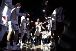 San Diego, CA - November 01: San Diego State Aztecs guard Lamont Butler (5) is announced before an exhibition game against San Diego Christian at Viejas Arena on Tuesday, Nov. 1, 2022 in San Diego, CA. (Meg McLaughlin / The San Diego Union-Tribune)