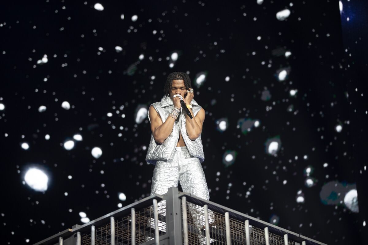 Lil Baby performs on the first day of the Coachella Music Festival
