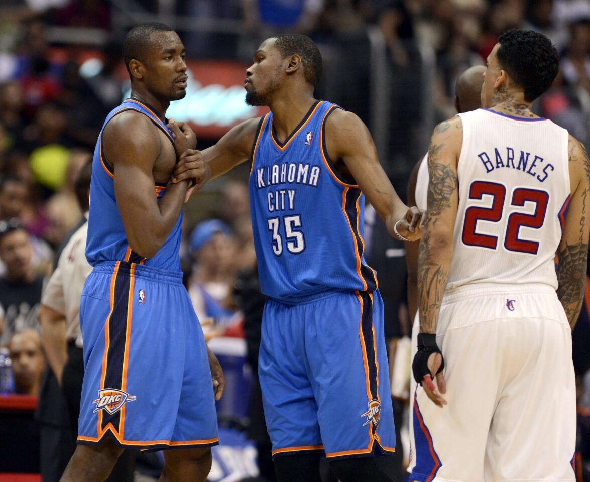 Serge Ibaka, Kevin Durant, Matt Barnes