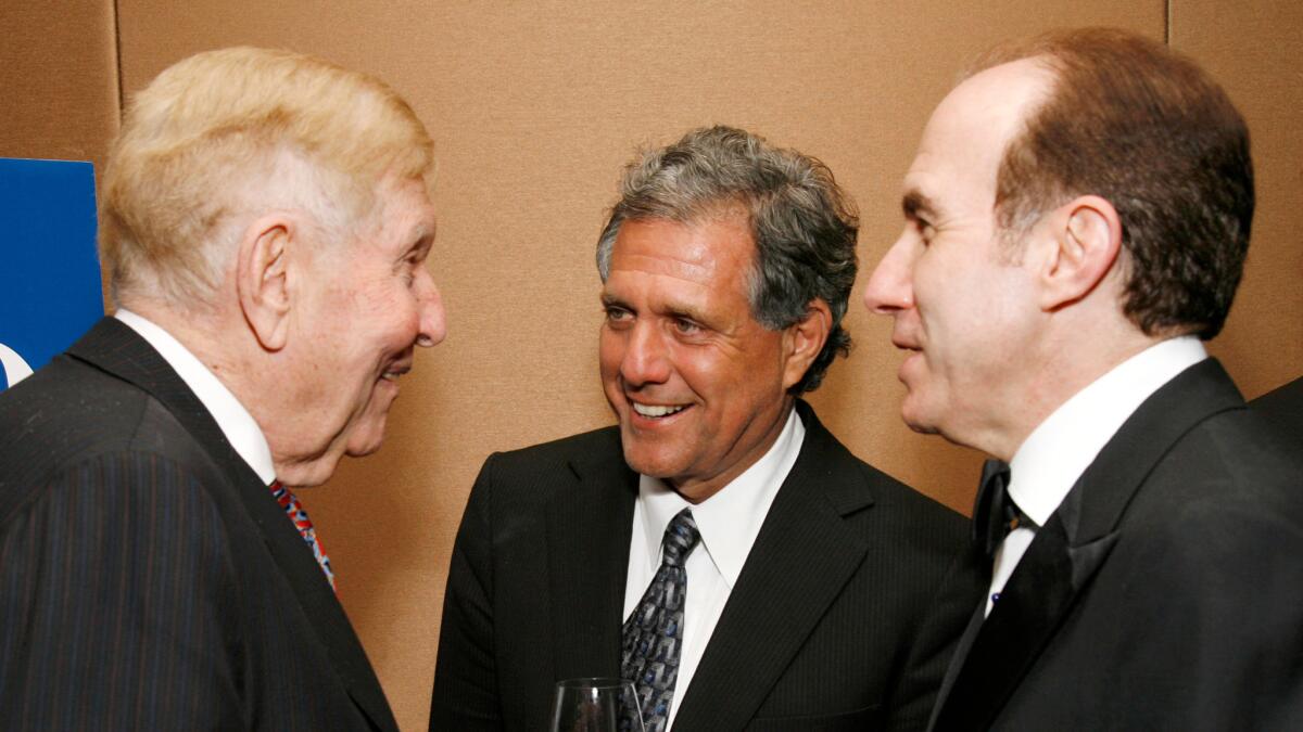 Viacom Chairman Sumner Redstone, left CBS Chief Executive Les Moonves and Viacom CEO Philippe Dauman attend the Phoenix House Public Service awards on June 5, 2007 in New York City.