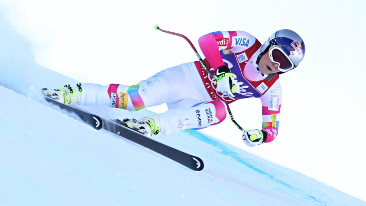 Lindsey Vonn competes in Saturday's World Cup downhill race in Val D'isere, France.