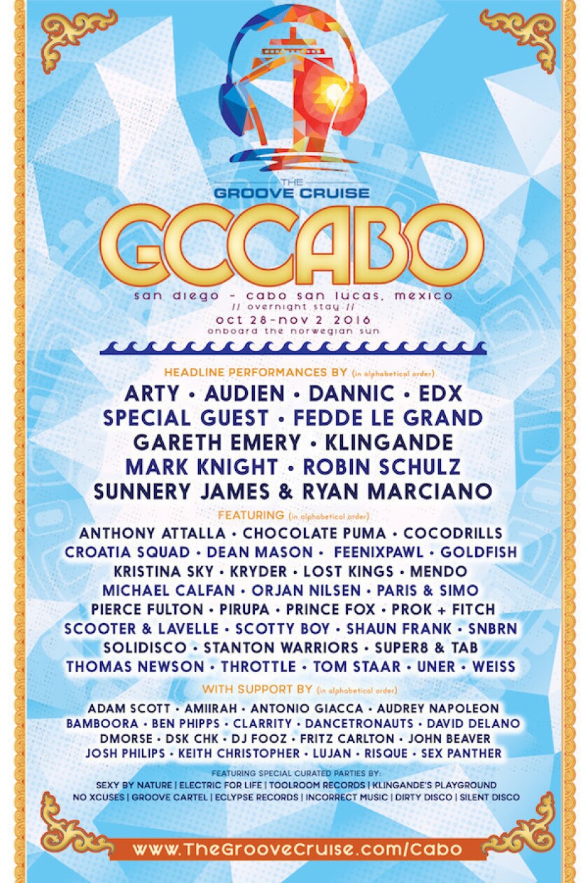 Groove Cruise Cabo lineup (Courtesy)
