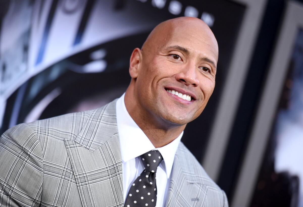 Dwayne Johnson arrives at the premiere of "San Andreas" at the TCL Chinese Theatre in Hollywood on May 26.