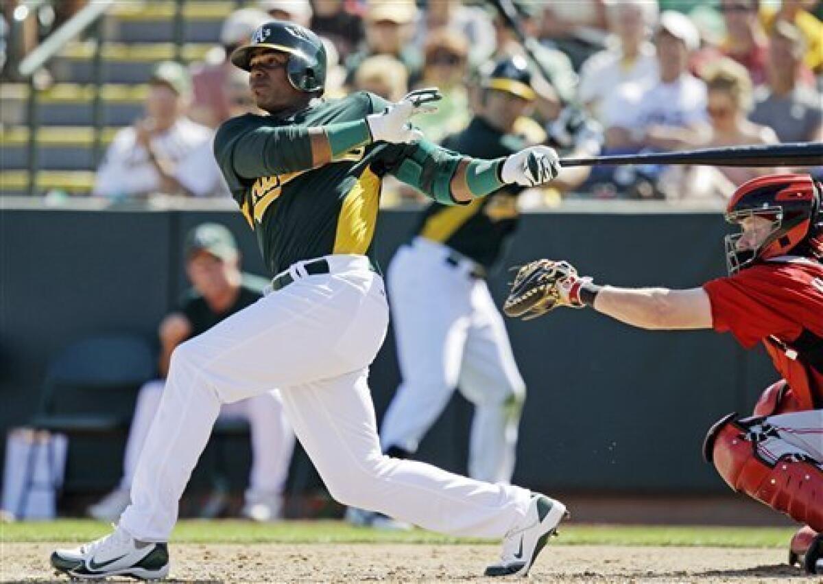Cespedes gets first hit of spring