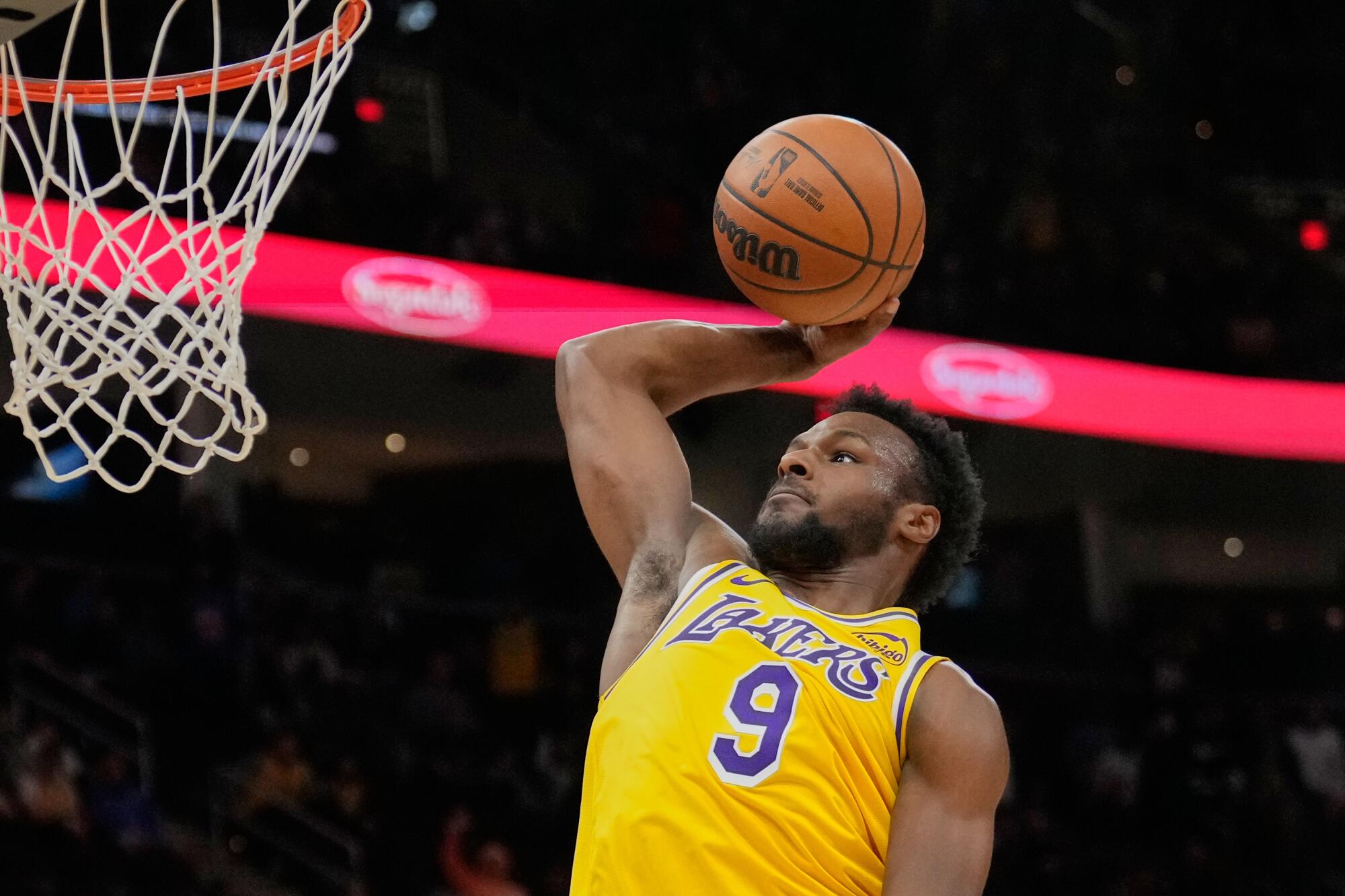 Lakers guard Bronny James shines during ugly loss to Cleveland - Los Angeles Times