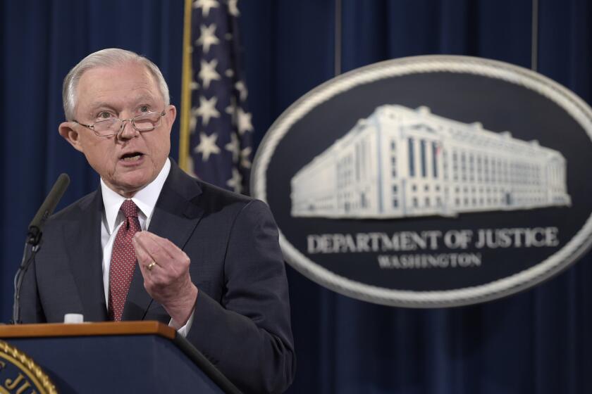 Attorney General Jeff Sessions speaks during a news conference at the Justice Department on President Barack Obama's Deferred Action for Childhood Arrivals, or DACA program.