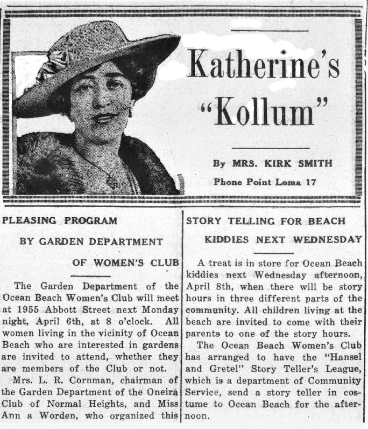 A sample of Katherine Smith’s “Kollum” from the mid-1920s.