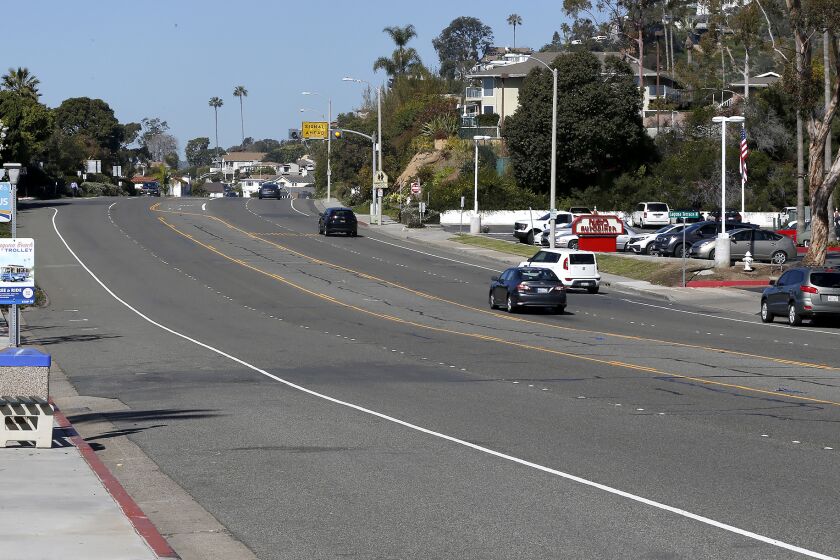 A woman crossed the street where there is no crosswalk and was struck by multiple vehicles in the southbound lanes near Ruby's in Laguna Beach.