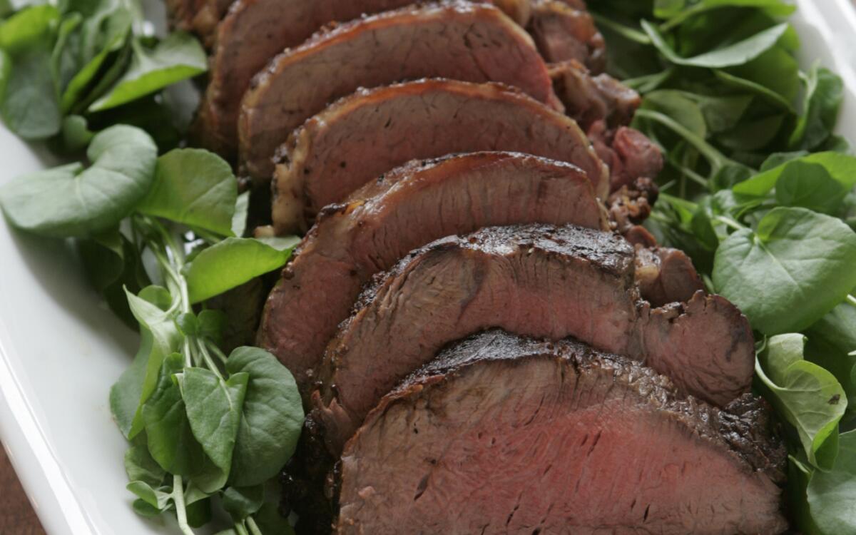 Roast tenderloin of beef with horseradish creme fraiche