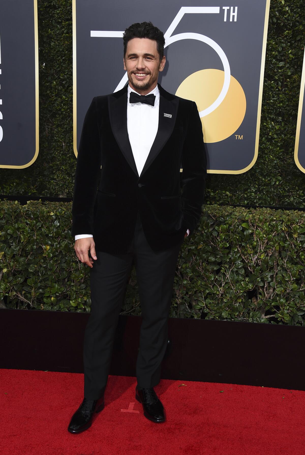 James Franco arrives at the Golden Globe Awards in Beverly Hills on Sunday.