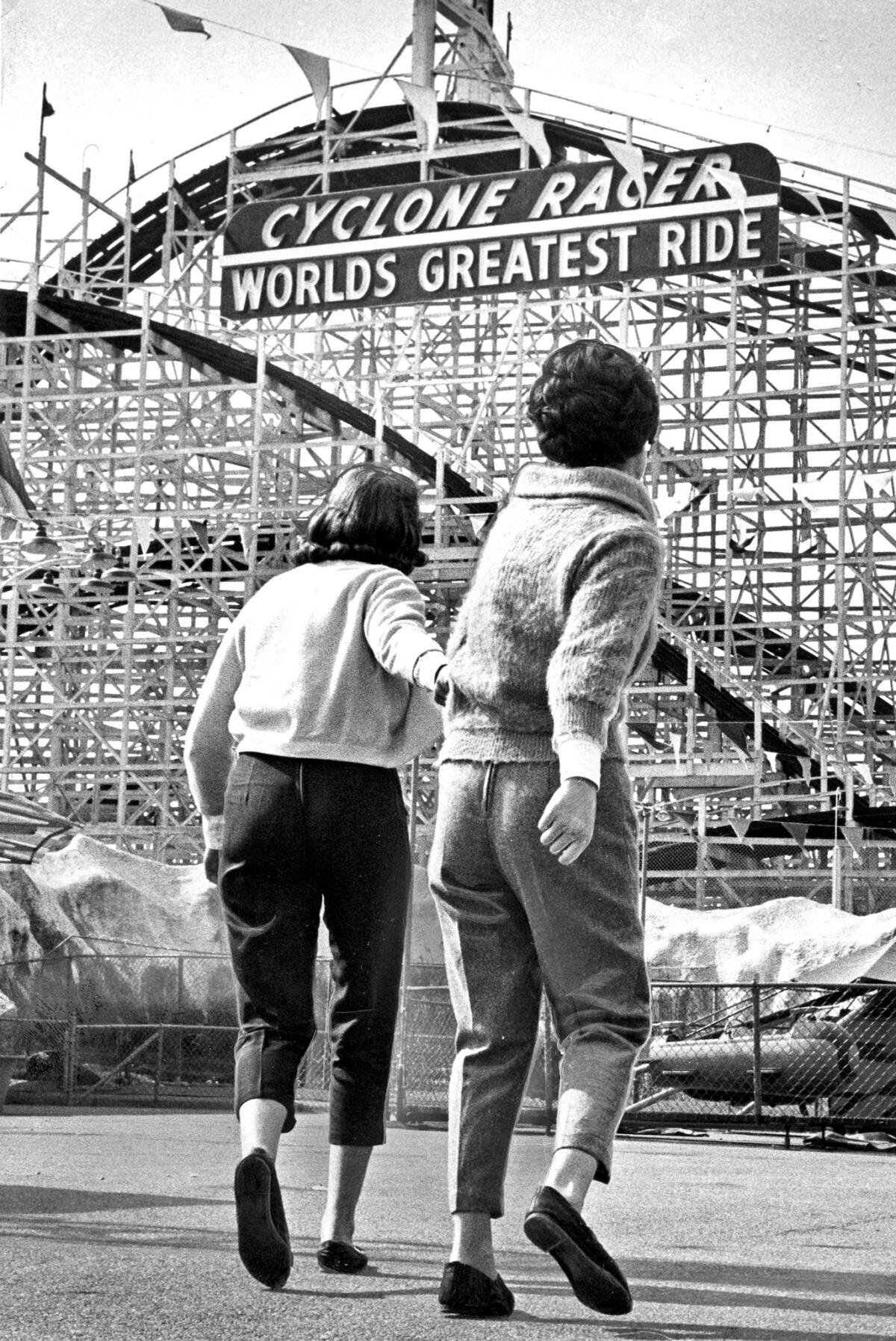 Visitors approach the iconic ride in 1961.