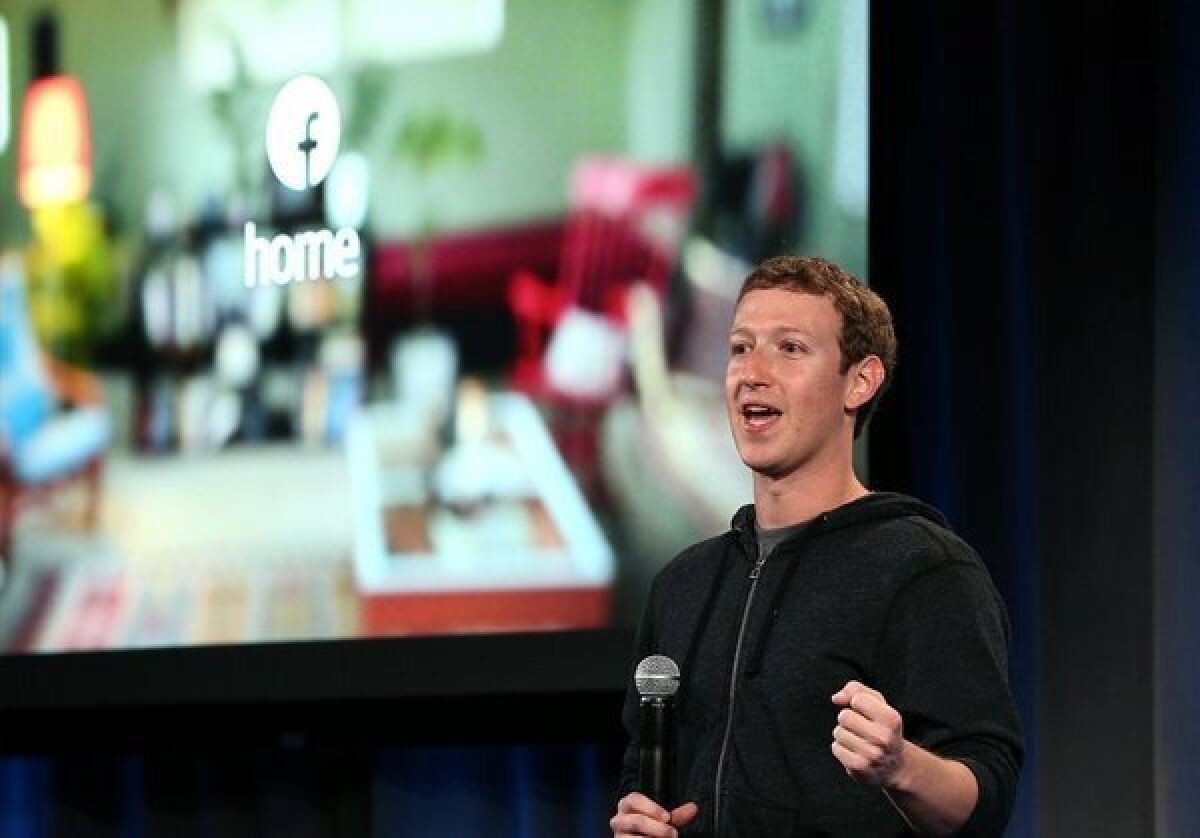 Facebook Chief Executive Mark Zuckerberg announced Facebook Home at the company's Menlo Park, Calif., headquarters on April 4.