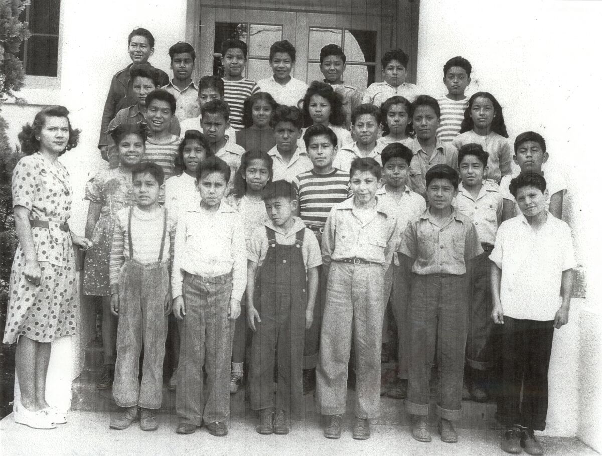 Arthur Palomino (third row, second from left) at the Fremont Mexican School in Santa Ana.