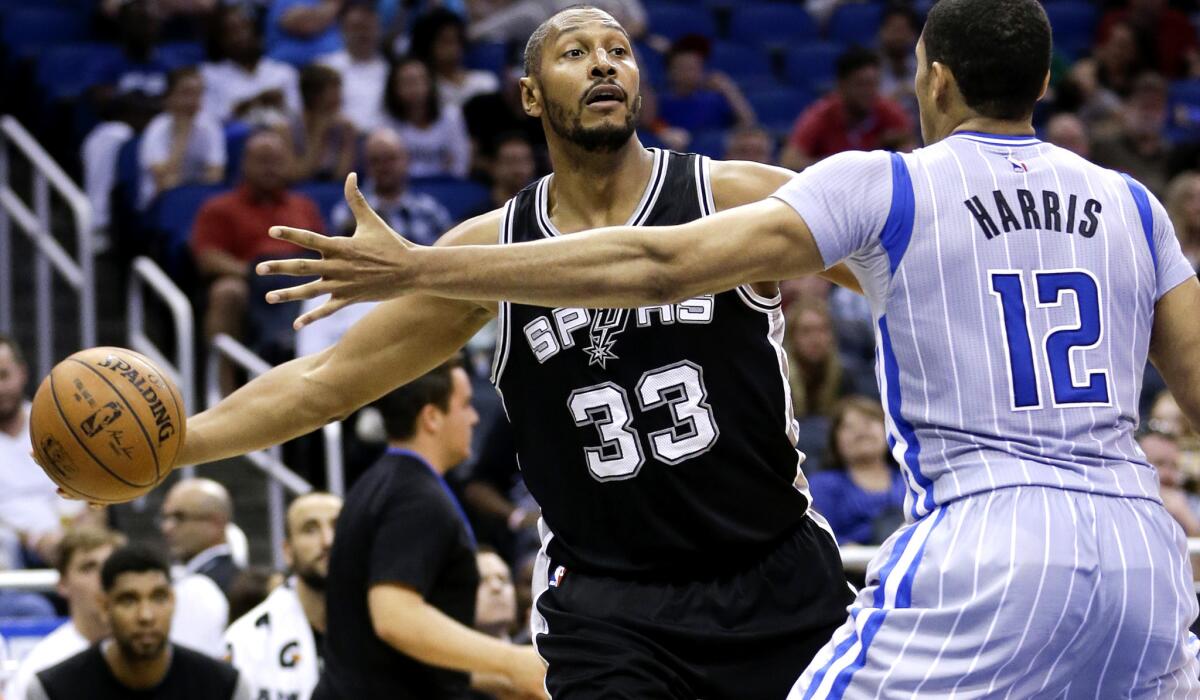 The Spurs' motion offense is aided by the fact that veteran's like Boris Diaw (33) have excellent passing skills.