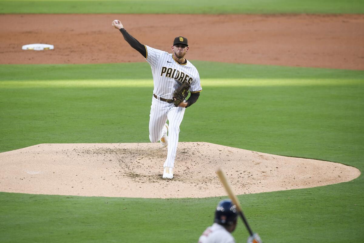 Joe Musgrove pitches against the Houston Astros 