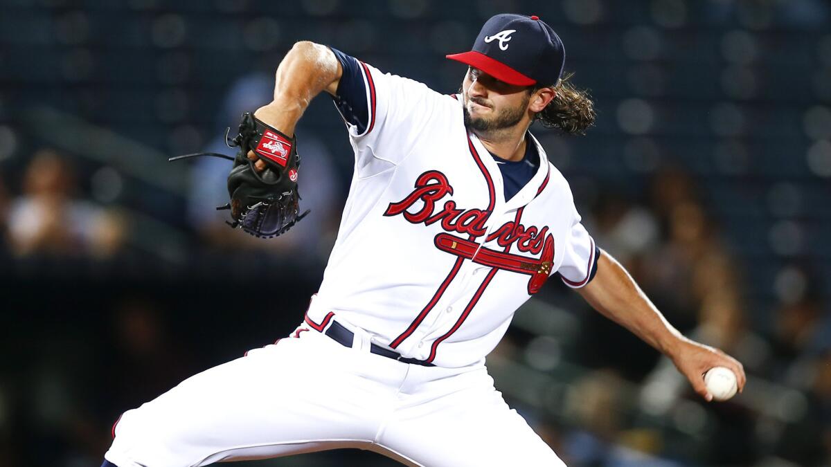 Atlanta Braves reliever Andrew McKirahan delivers a pitch during a game against the Miami Marlins on April 14.