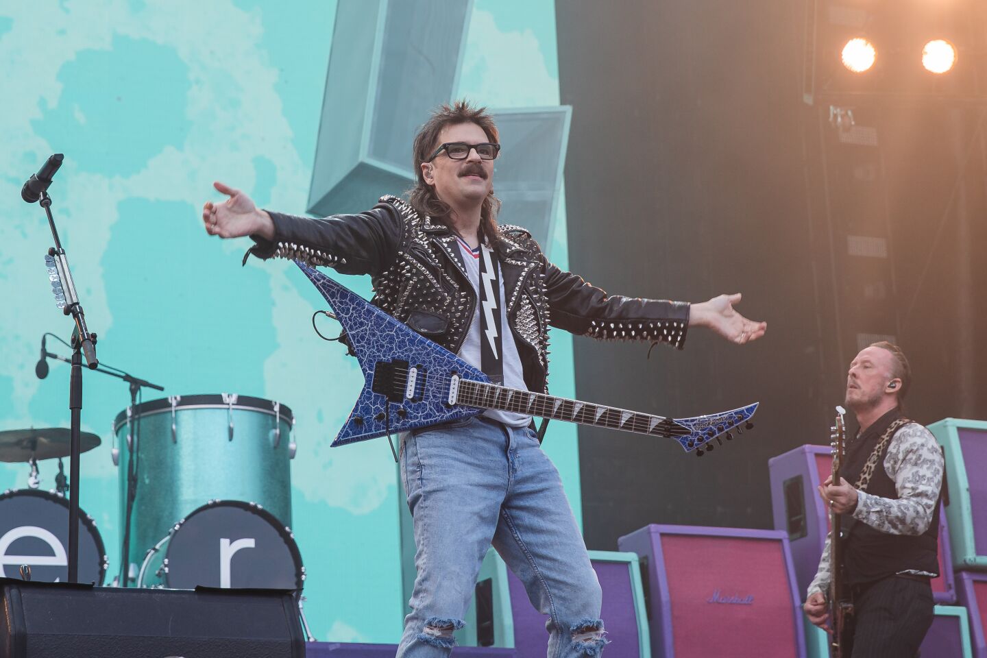 Singer Rivers Cuomo from Weezer at Petco Park during the Hella Mega Tour in downtown San Diego on August 29, 2021.