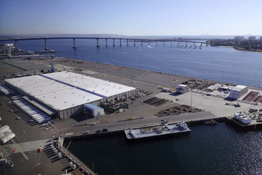 San Diego, CA - February 1: A deal between the Port of San Diego and Mitsubishi Cement Corp. for a storage facility at the 10th Avenue Marine Terminal (shown) has fallen through, officials announced on Wednesday, February 1, 2023. (K.C. Alfred / The San Diego Union-Tribune)