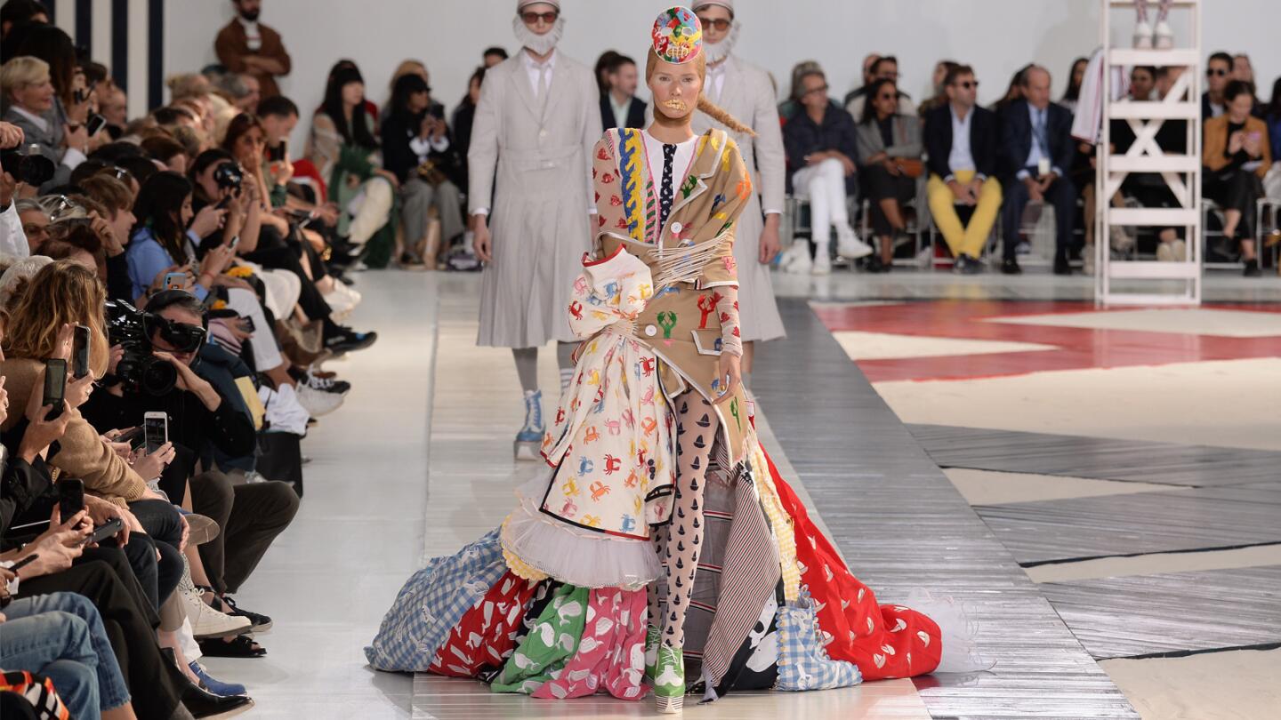 Thom Browne's sliced, diced and re-spliced spring and summer 2019 women's runway collection was full of the designer's signature quirkiness — and skill.