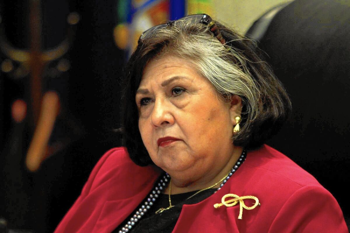Former L.A. County Supervisor Gloria Molina, seen in 2011, has said she would take a two-thirds reduction in pay if she is elected to L.A.'s City Council. She says she will use that money to support basic public services.
