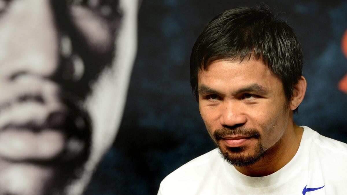 Manny Pacquiao at a news conference in Las Vegas on Tuesday.