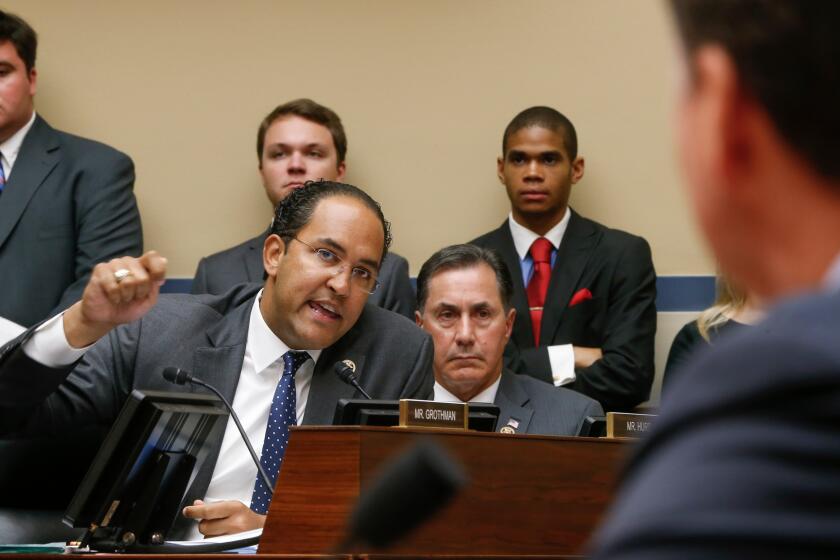 Republican Rep. Will Hurd of Texas questions FBI Director James Comey at a House Oversight and Government Reform Committee hearing in July.